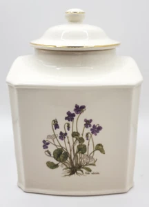 Vintage Mason's Ironstone Tea Jar Canister Made In England Purple Flowers - Picture 1 of 11