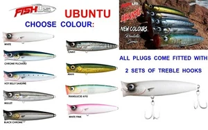FISHUS UBUNTU SURFACE POPPER PLUG 13.5cm 44g SEA FISHING LURE BASS PIKE CATFISH - Picture 1 of 14