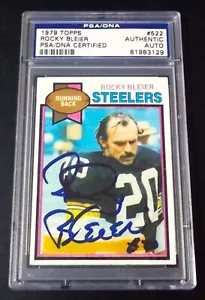 PSA ADN Rocky Bleier Auto 1979 Topps #522 autógrafo firmado (pequeña grieta en el estuche) - Imagen 1 de 6