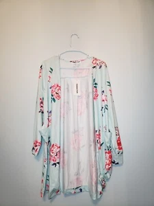 Ecowish Womens Sz S Kimono Duster Long Sleeve Pocket Floral Open Front NWT - Picture 1 of 6