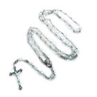 White Crystal Rosary Necklaces Catholic Crucifix Pendant Long Necklaces