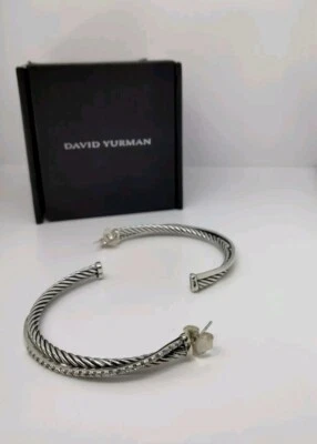 Pendientes de aro delgados clásicos de plata de ley 925 de 2' pulgadas David Yurman con cable Foto 1 de 4