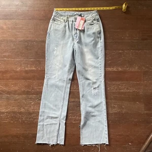 AVEC LES FILLES Distressed Frayed Hem Jeans Women's 29 Mid Blue (A10) - Picture 1 of 9