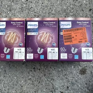 3 Pack Philips Tunable G25 60W Equivalent Dimmable Smart Wi-Fi WiZ Light Bulbs - Picture 1 of 1