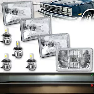 Juego de faros de metal con lente de vidrio 4X6" 18/24w H4 LED OE Stock para cuerpo GM G 1981-87 - Imagen 1 de 12