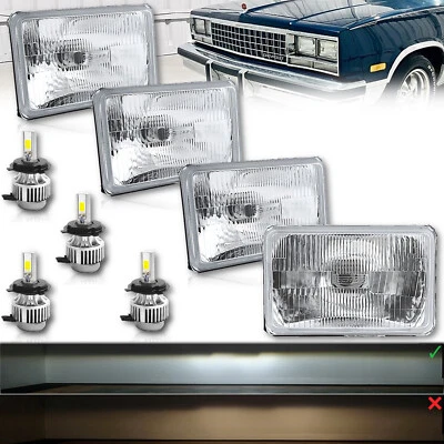 Juego de faros metálicos con lente de vidrio 4X6" 18/24w H4 LED OE Stock para cuerpo GM G 1981-87 Foto 1 de 4