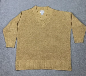 VTG Diane Von Furstenberg Sweater 2X Gold Metallic Knit Pullover Cocktail Party - Picture 1 of 11
