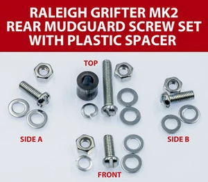 Raleigh Grifter Rear Mudguard Spacer Screw Washer Nut Set UK - Picture 1 of 9