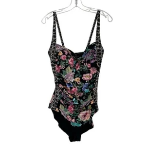 Johnny Was Women's Black Butterfly Ruched One Piece Swimsuit Floral 3X New - Bild 1 von 11