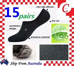 15 Pairs NO SHOW BAMBOO SOCKS Non Slip Heel Grip Low Cut Invisible Footlet Bulk - Picture 1 of 7
