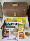 Vintage Umco 205 W 3 Tier Wood Grain Tackle Box Full Fishing Lures Clean-USA!