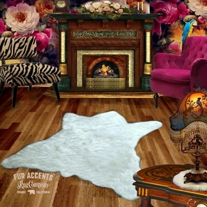 White Bear Skin Rug - Faux Fur - Polar Bear - Sheepskin - Shag - FUR ACCENTS - Picture 1 of 2