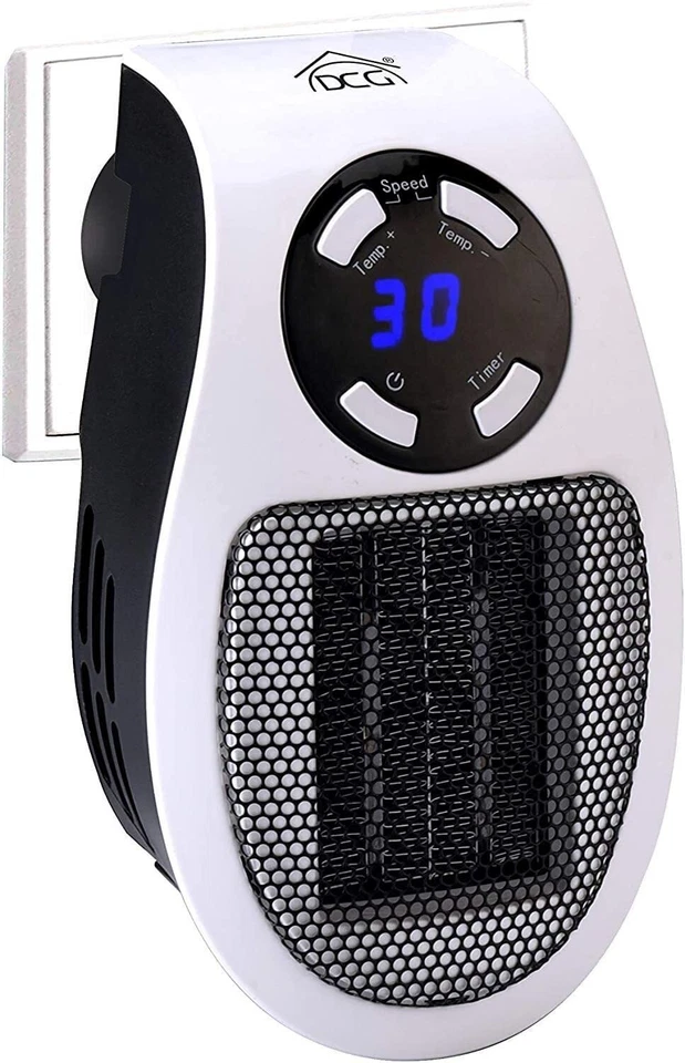 Dcg Mini Termoventilatore Stufetta elettrica da muro Scaldabagno a Presa 500w