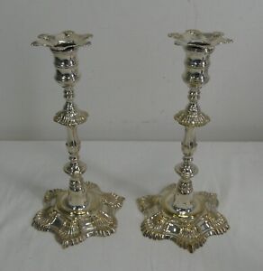 Metropolitan Museum Reproduction Myer Myers Silver Plate Candlesticks