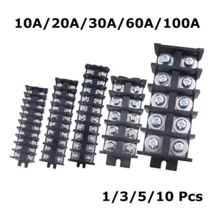 10~100Amp 5/10 Pole Terminal Block Barrier Strip PC High Temperature Resistance - Picture 1 of 9