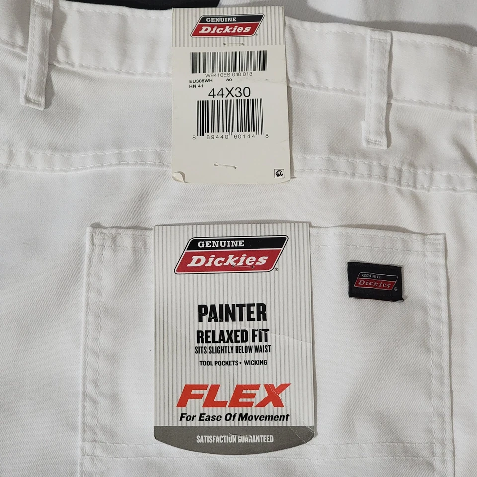 Dickies Utility Painters Pants Mens 44x30 Relaxed Fit White Jeans 2 Pair
