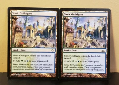 2x Simic Guildgate Dragon's Maze 2013 MTG Magic Card Dual Land Ink Error Blurred - Image 1 of 4
