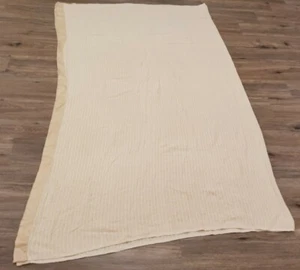 Vintage Peach Acrylic Blanket Satin Nylon Trim Made USA Waffle Weave 86x63 - Picture 1 of 2
