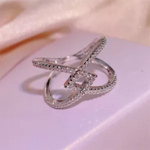 925 Silber gefüllt Damen Schmuck Unikat Zirkonia Ring für Hochzeit Größe 6-10 - Bild 1 von 7