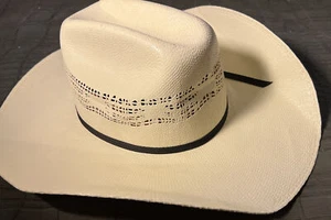RESISTOL Straw Hat 7X Cowboy Hat RR Collection Size 56 / 7 New Black Band - Picture 1 of 9