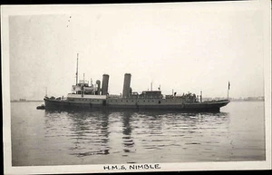 Schiffsfoto-AK Ship Real Photo ~1935 Schiff Ship HMS NIMBLE kleines Schiff - Picture 1 of 2