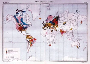 Antike Landkarte, Vuillemin, Carte Geologique du Monde - Bild 1 von 1