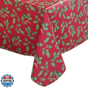 SASTYBALE Christmas Tablecloth Rectangle Vinyl Flannel Backed, Fl - Picture 1 of 5