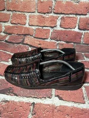 SUNSTEPS Leather BARCLAY Hand woven huarache men’s slip on shoes Size 12 - Image 1 of 4