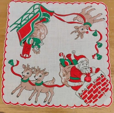 Pañuelo de algodón de Navidad de Papá Noel para niños en muy buena condición Foto 1 de 4