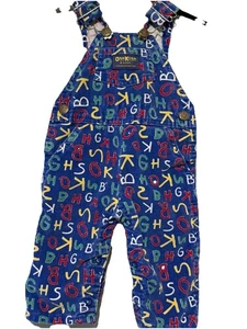 Vintage Oshkosh B’Gosh Vestbak Corduroy Alphabet Print Baby 3-6 Months - Picture 1 of 9