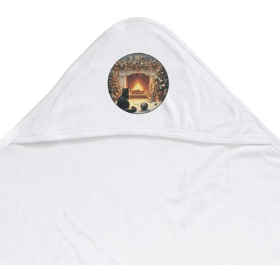 'Christmas Fireplace With Cat' Baby Hooded Towel (HT00039219) - Image 1 of 4
