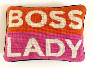 **BOSS LADY** JONATHAN ADLER  NEEDLEPOINT PILLOW 11 1/4 X 8 1/4” - Picture 1 of 3