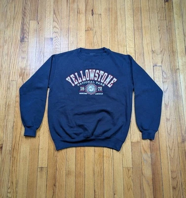 Sudadera De Colección Parque Nacional Yellowstone Talla Grande Azul Wyoming Naturaleza  Foto 1 de 4