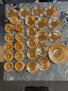 Vintage FIRE-KING Orange Peach Luster Laurel Leaf Oven Ware Lot Of 38 Bundle!! - Picture 1 of 10