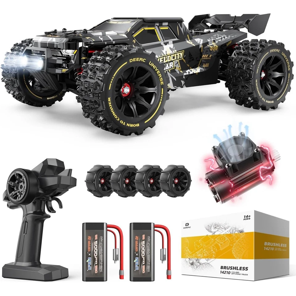 4x4 Waterproof,1:14 Fast Brushless RC Car,Max 50+ MPH,High-Speed Offroad - Bild 1 von 4