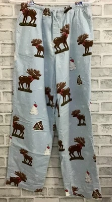 Pantalones de Pijama Nick & Nora Talla S Etiqueta Azul Chocolate Alce Navidad Dañados Foto 1 de 4