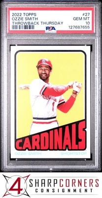 2022 TOPPS THROWBACK THURSDAY #27 OZZIE SMITH HOF POP 3 PSA 10 - Image 1 of 3