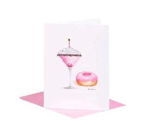 Papyrus Happy Birthday Card Martini 🍸& Donut 🍩 Designed By Bella Pilar - Picture 1 of 4