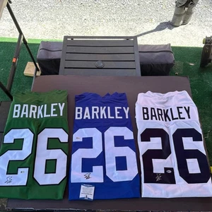 Saquon Barkley Signed XL Custom Eagles & Giants and Penn St Jerseys-Beckett - Picture 1 of 11