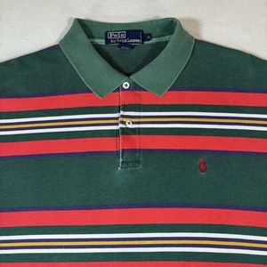 Vintage Polo Ralph Lauren Poloshirt Herren Xl Mehrfarbig Color Block Streifen Retro - Bild 1 von 10