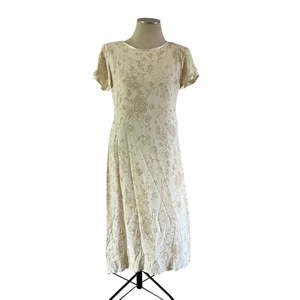 Vintage Y2K 2000er creme zierlich Blumen Cottagecore Maxikleid Gr. 8 Prärie - Bild 1 von 8