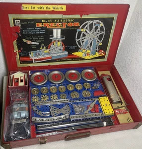 Vintage Gilbert Erector Set No. 8 1/2 In Original Metal Box Giant Ferris Wheel * - Picture 1 of 19