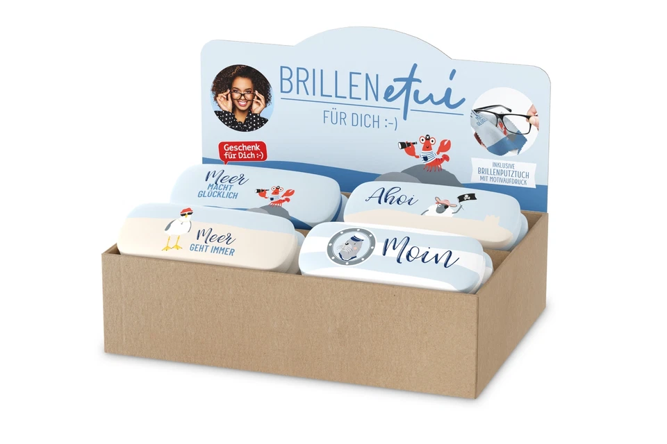 Brillenetui Brillentasche Brillenbox Hartschale mit Putztuch La Vida Meerfreunde