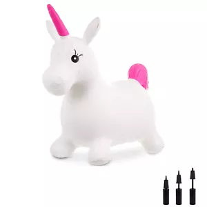 AUFBLASBARES EINHORN JUMP BOUNCE SPACE HOPPER TIER REIT AUF SPASSSPIELZEUG MIT PUMPE - Bild 1 von 5