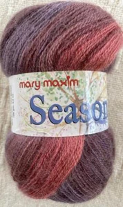 Mary Maxim SEASONS YARN~acrylic+mohair~FALL 102~variegated plum coral mauve~1 sk - Picture 1 of 1
