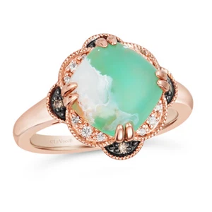 LeVian 925 Sterling Silver Rose Gold Plated 3.35 cts Aquaprase Ring - Size 8 - Picture 1 of 5