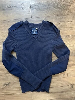 Vintage Citadel Military Sweater Elbow Patches Blue Size 40 100% Virgin Wool - Image 1 of 3