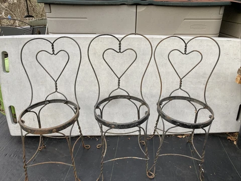Antique Twisted  Iron Ice Cream Parlor Saloon Side Chair  - Set of 3 Cover