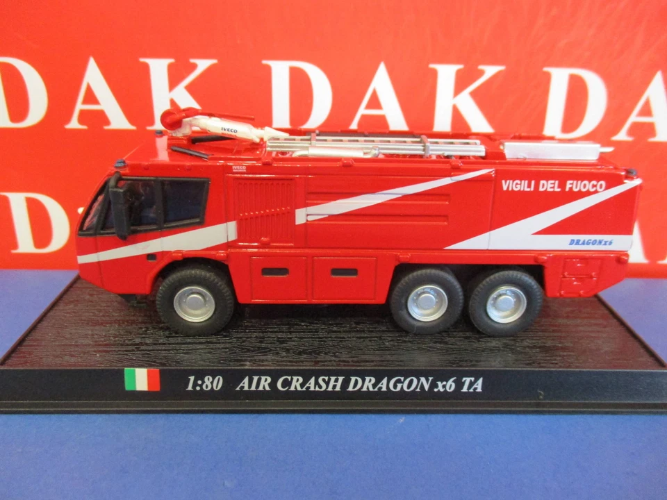 Die cast 1/80 Modellino Camion Pompieri Iveco Magirus Air Crash Dragon x6 TA red - Immagine 1 di 3