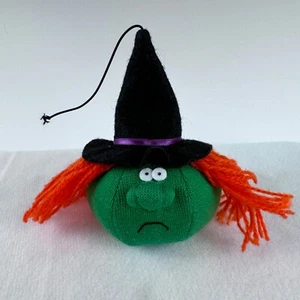 1986 Hallmark Green Witch Halloween Ornament Bouncing Boo Buddies Plush Stuffed - Picture 1 of 7